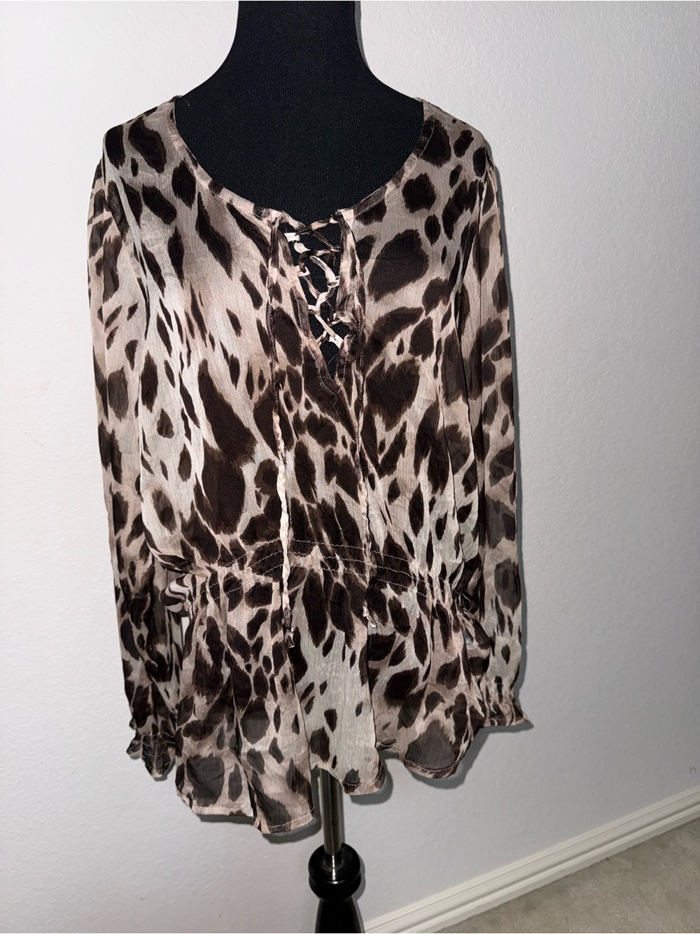 Ariat Lace-Up Animal Print Tunic - Brown & Cream